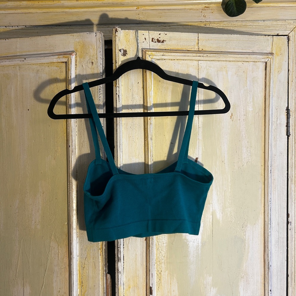 Talula Teal Ribbed Crop Tank - Picture 4 of 4
